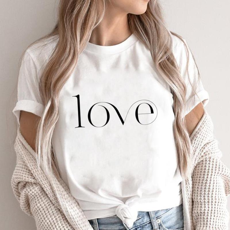 (Asian Size) love style trend Fashion Female Casual Clothing Graphic Tee Women's Top Print O-neck T Short Sleeve T-shirts