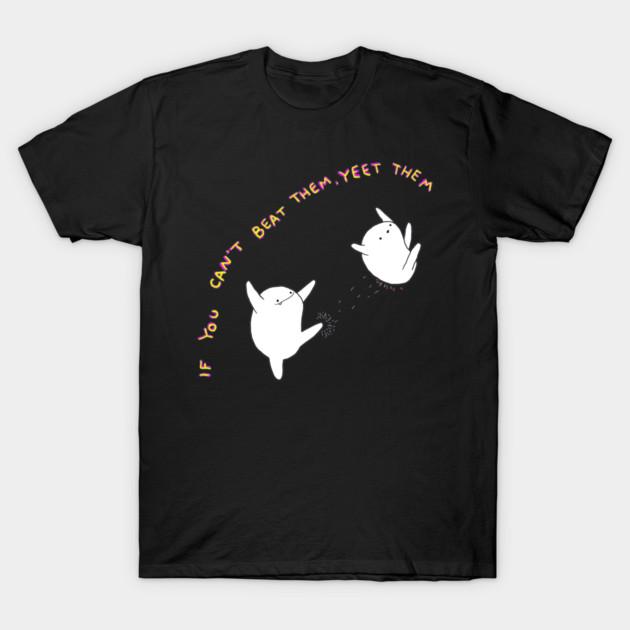 Asian Size Men Black Print T-shirt If You Can'T Beat Them No-Cut Print Cotton Tshirt