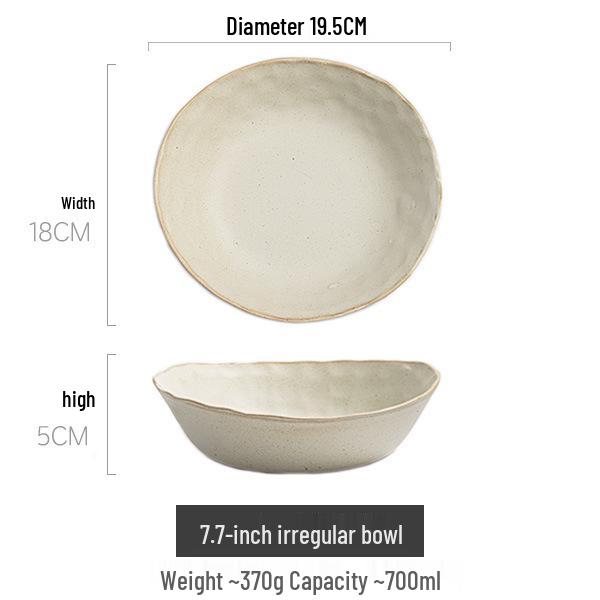 Japanese Handmade Wabi-Sabi Style Retro Pottery Salad and Dessert Plate