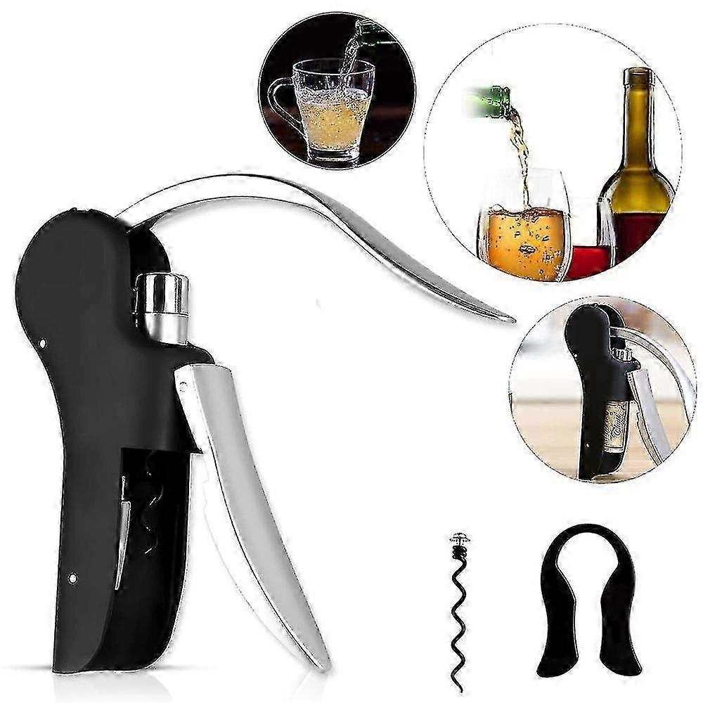 Aluminum Alloy , Wine Opener Compact Vertical Wine Bottle Opener With Foil Cutter,wine Stopper And Extra Spiral
