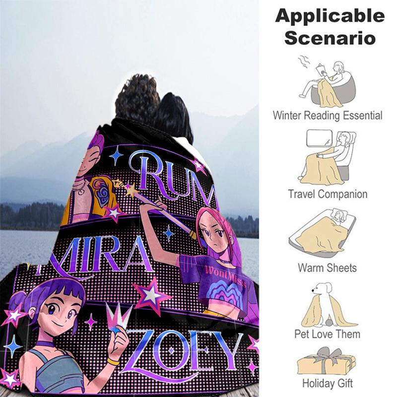 1pc Blanket Kpop Hunter5 Print Design, Lightweight Blanket for Sofa, Bed- Soft &Warm, Gift for All Seasons like Christmas, Halloween