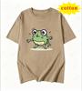 American Cartoon Tattered Frog Print Tshirt With Quirky Emotional Style Casual Short Sleeved Summer Top