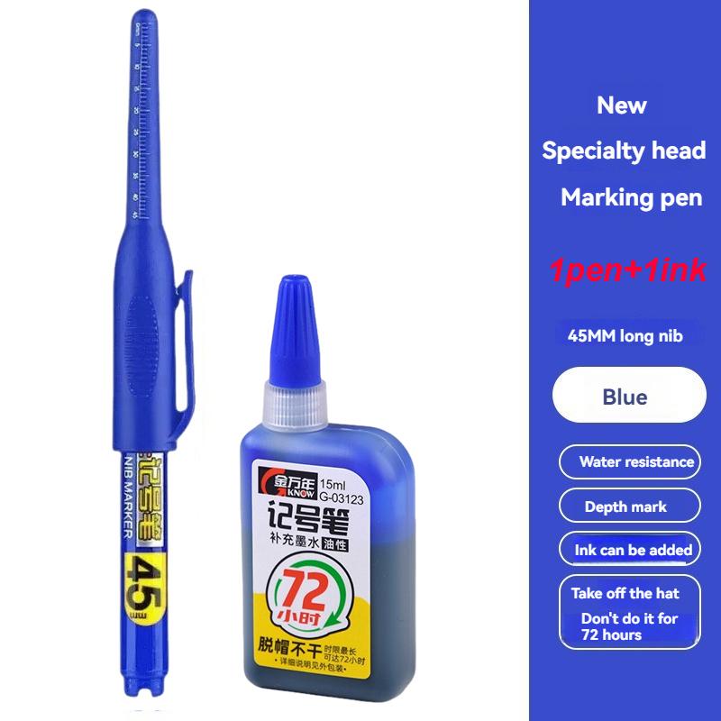 45mm Tip Waterproof Long Head Marker Pen set Quick-Dry Ink for Woodworking Construction Deep Hole Non-Toxic Black Red Blue White