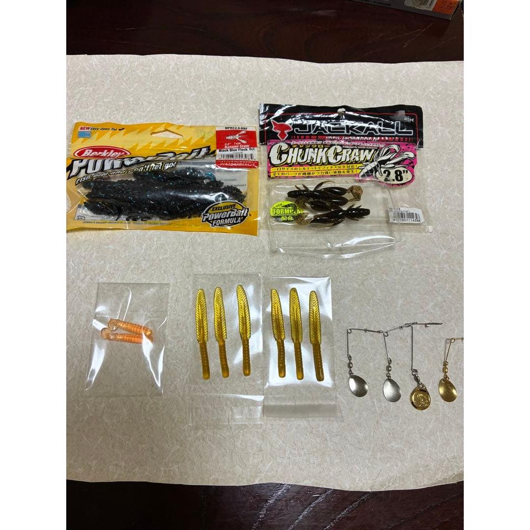 Used Bass fishing worm set Berkley JACKALL 4 jig spinners