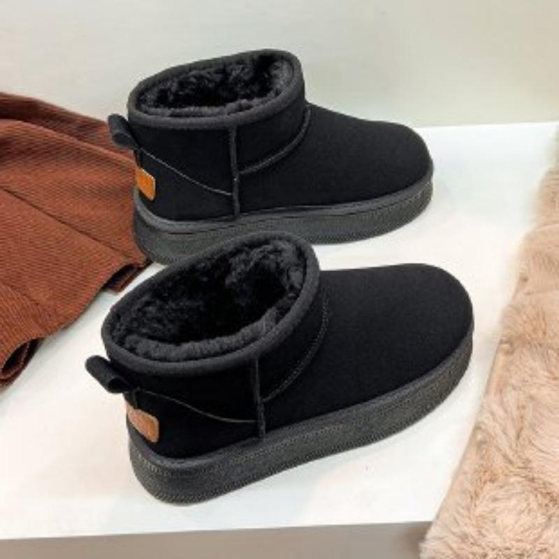 Short Snow Boots Women's Winter New Large Cotton Shoes Piled Thickened Bread Shoes Cotton Boots Women's Boots