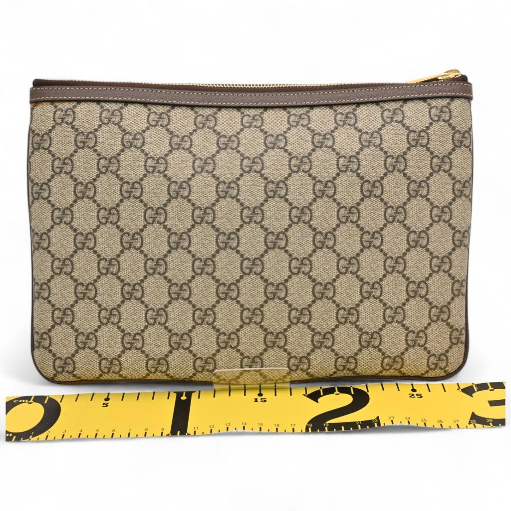 Auth GUCCI GG Supreme Ophidia Clutch Bag Brown Canvas Women’s gu5440cc