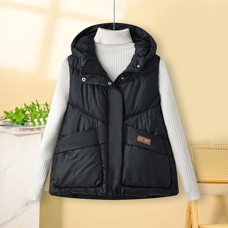 Winter Women's Down Cotton Vest Stand-up Collar Sleeveless Cotton Jacket Vest Warm Short Women's Vest