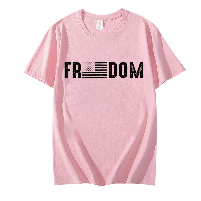 Freedom Flag T-shirt Print T-Shirt Women Clothing Summer Harajuku Short Sleeve Tees Shirts Graphic Y2k Tops Clothing