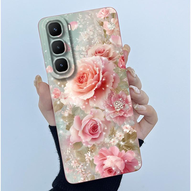 For Infinix Hot 60 Pro Plus Case Fashion Simplicity Flower Liquid Silicone Camera Protection Cover For Infinix Hot 60 Pro+ Capa