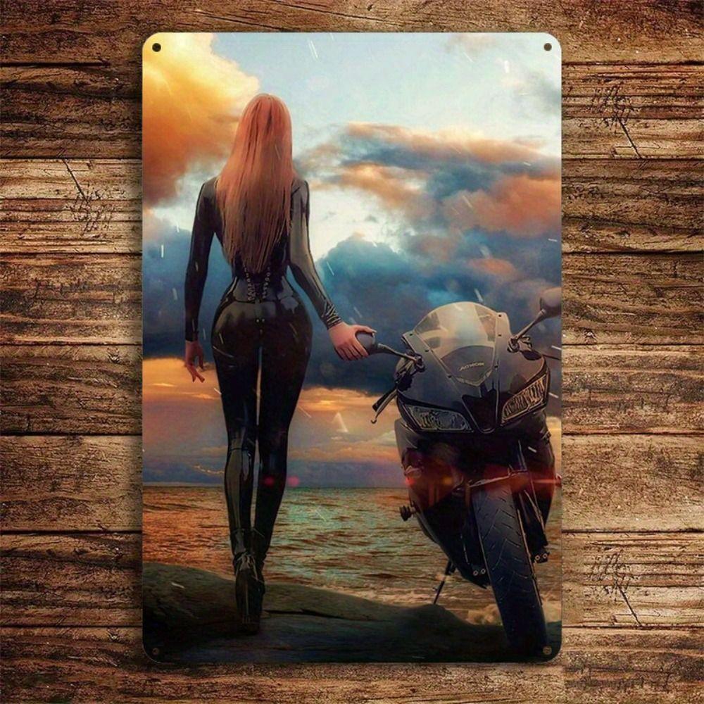 Vintage Motorcycle Metal Tin Sign Retro Biker Garage Wall Decor Industrial Style Art