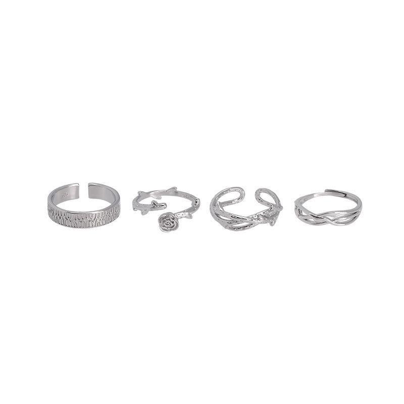 Korean Style Open Index Finger Rings - Thorn Rose Vine Design for Couples and Students