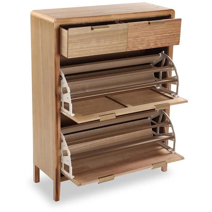 Chiffonnier En Bois - VERSA - Skopje - 2 Tiroirs - 107 X 80 X 30 Cm