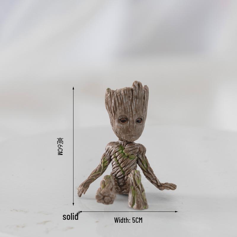 Groot Mini Figure Blind Box: Green Plant Ornament for Office Desk or Landscape Decoration
