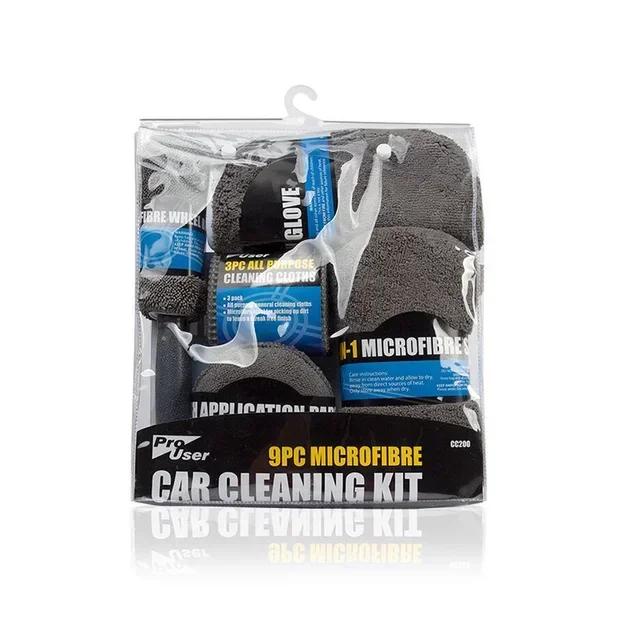 9piece/Set Car Care Cleaning Tool Auto Wash Mitt Microfiber Towel Wash Gloves Wheel Brush Pad Wash Sponge Mitt Auto Car Wash