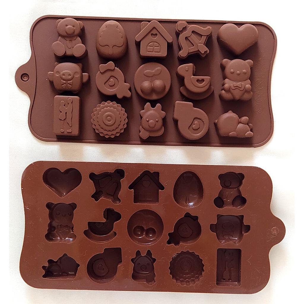 Luxer Silicone Chocolate Molds for Candy or Jelly, 15 Figurines Toys, 21x10.7 cm