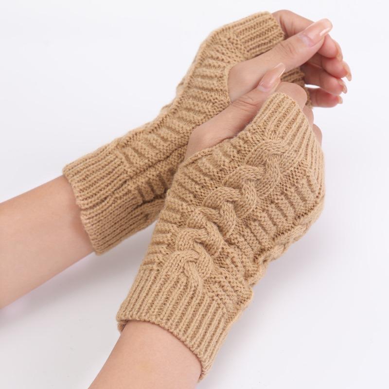 Women Stylish Hand Warmer Winter Gloves Arm Crochet Knitting Faux Wool Mitten Warm Fingerless Glove Twist Pattern Women Gloves