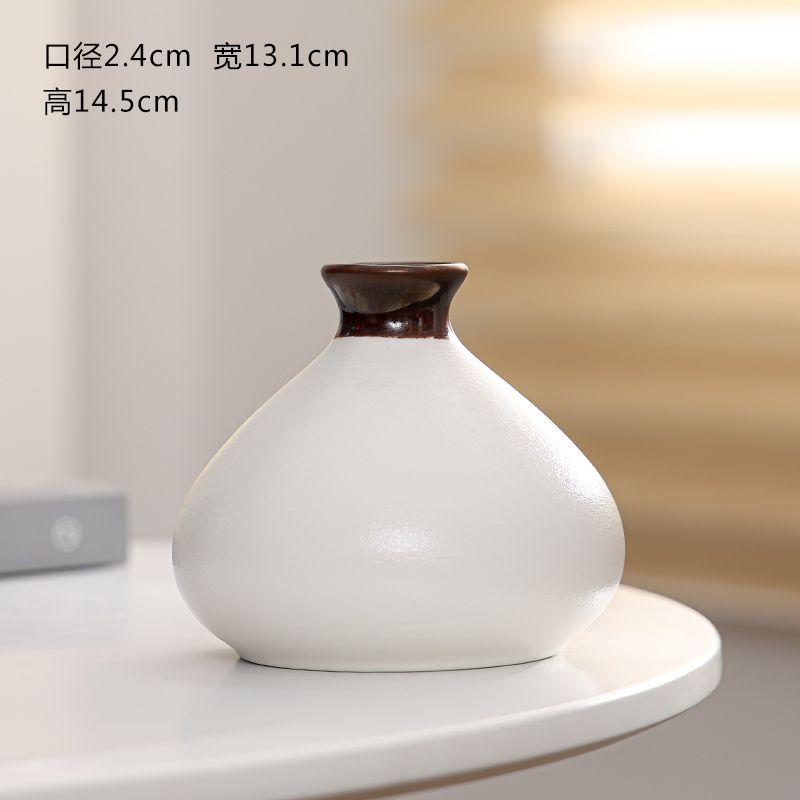 

Creative Vintage Ceramic Vase Black White Hydroponic Container Living Room Dining Table Floral Small Mouth Vase Home Decoration