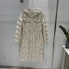 Womens Mid-Length Down Coat With Hood Slim Fit Knee-Length Lightweight Warm Outerwear In Black Beige Coffee Forest Green