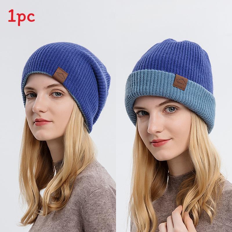 Knitted Hat Unisex With Solid Color Warm Hat Can Be Worn Both Inside And Outside