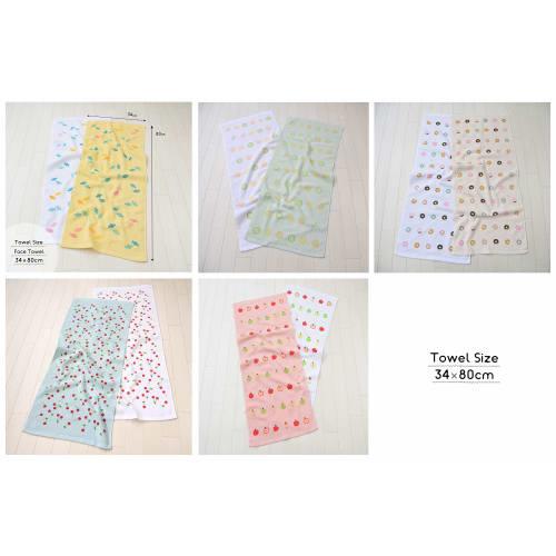 Kosugizen Face Towels, Greedy Print Towels, Sweets, 5 Patterns, 2 Colors, 1 Sheet per Towel, 34 x 80 cm, Thin, Quick-Drying, Great Value, 10-Pack (SV-