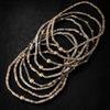 9pcs Set Multi-Layer Handmade Bracelet Set Elastic Bead Bangle Set  Women Daily Wear