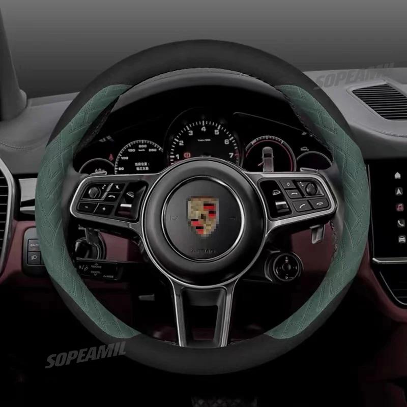 DFRG8 Auto Logo Stuurwielhoes Voor Porsche Cayenne Panamera Macan Taycan 718 911 997 987 Boxste Automotive Interieur Accessoires