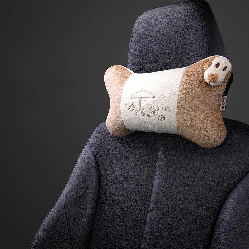 Universal Plush Car Neck Pillow Headrest Relief Neck Pressure Head Masssge Washable Cute Headrest Car Interior Supplies