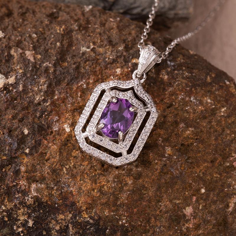 Color Treasure Jewelry Natural Citrine Amethyst Topaz Pendant Necklace Women'S S925 Sterling Silver