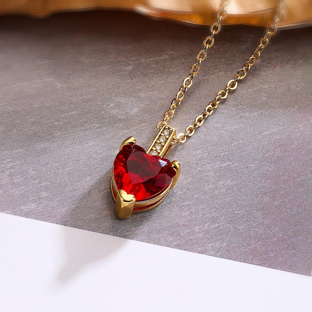 Mafisar Non-Fading Gold Color 316L Stainless Steel Party Jewelry Shiny AAA CZ Zircon Heart Pendants Necklaces For Women