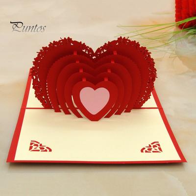 3D sirds uznirstošā kartīte Valentīna dienas apsveikuma kartīte Automātiska uznirstošā mīlestības kartīte Mātes dienas jubilejas dāvanai