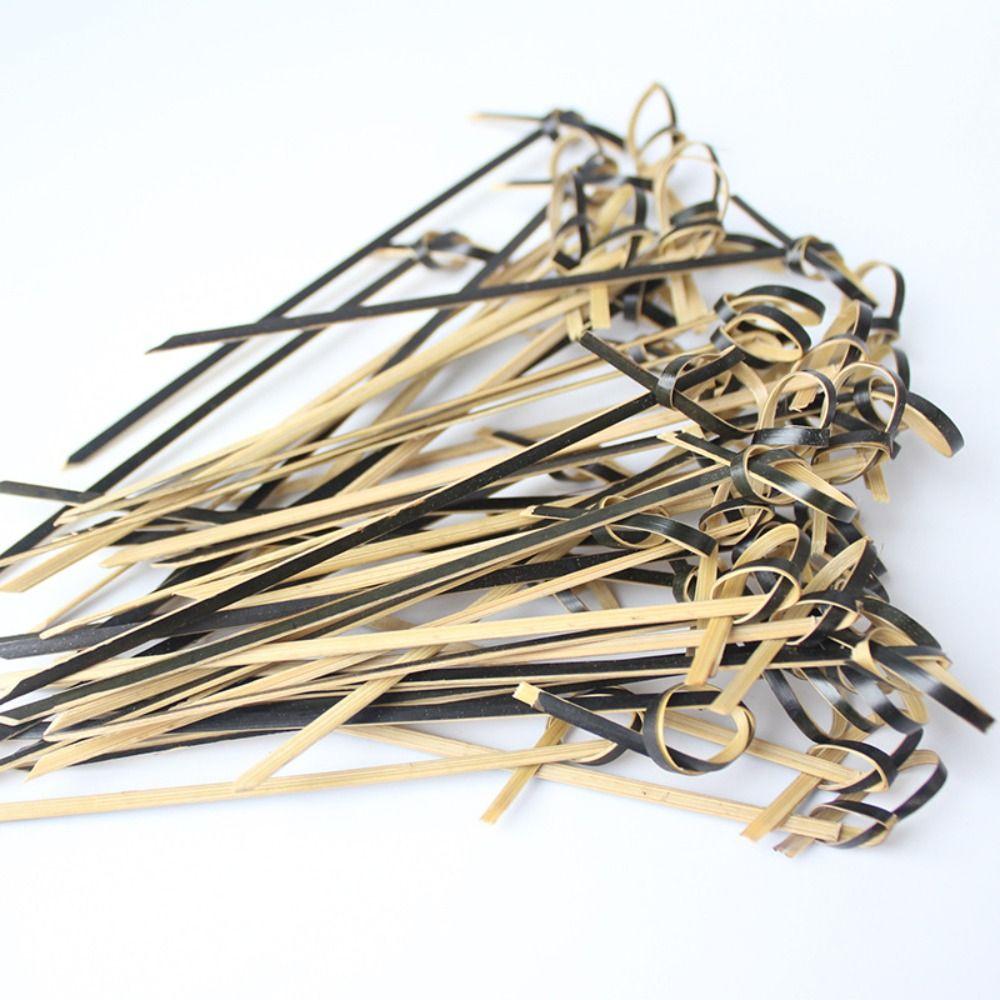 100pcs 9/12/15cm Cocktail Bamboo Skewers Looped Knot Cocktail Picks  Party Decorative