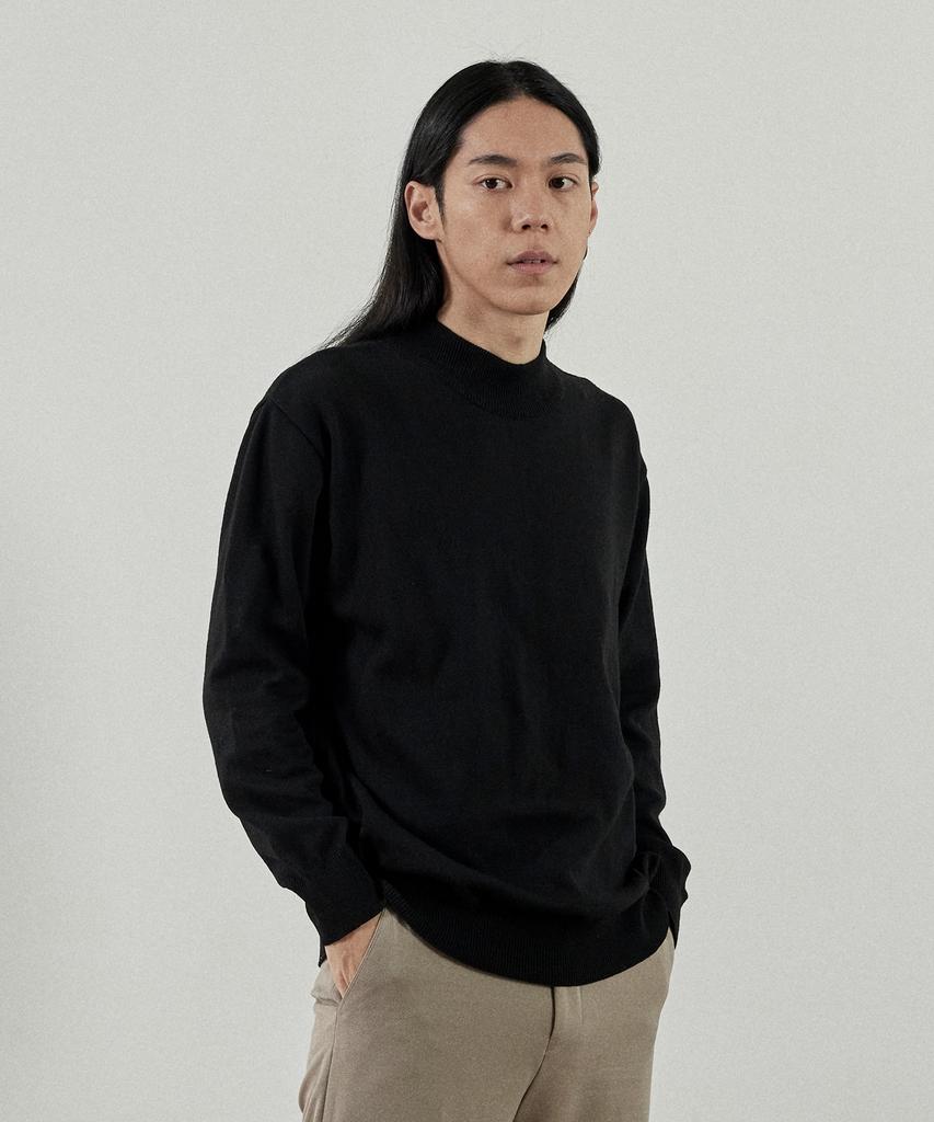 ANALOG MOOD Like Semi-Half Turtleneck Knit (Black)