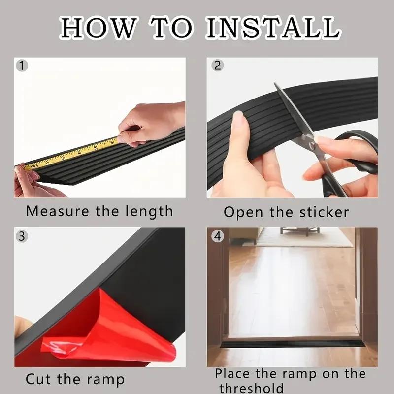 1PC 1mX5cm Multi Purpose Ramp Mat Door Threshold Ramp Self Adhesive Durable Non Slip Suitable for Robotic Vacuums Home