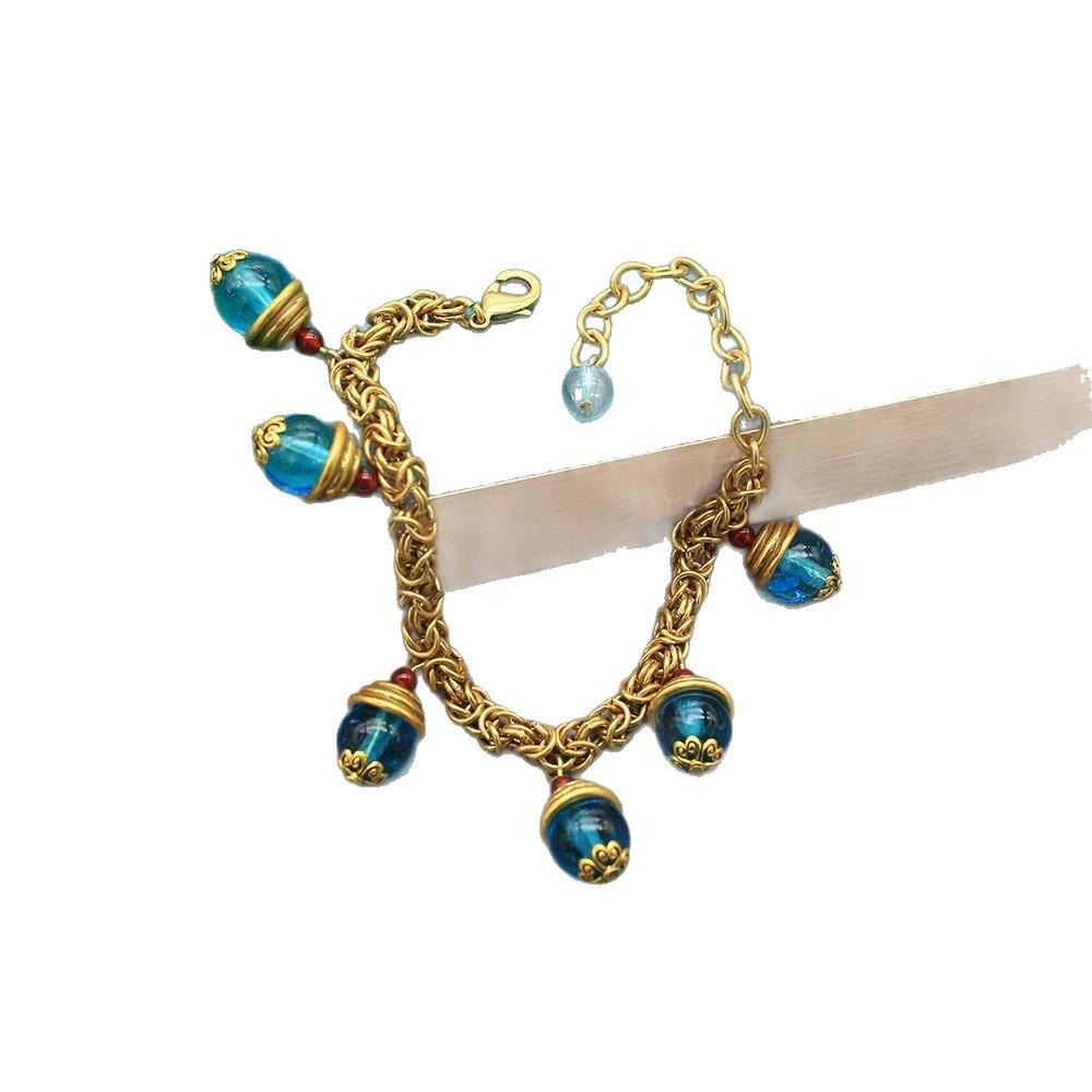 Gorgeous Tassel Glazed Necklace Handmade Chain Vintage High-End Necklace Bracelet Medieval Set Handmade