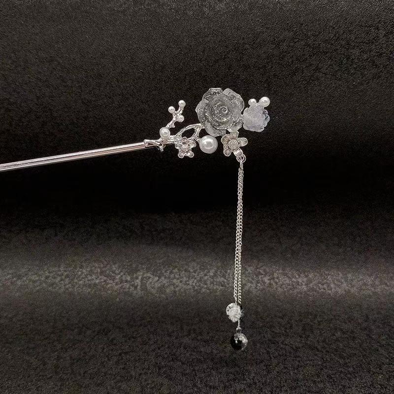 

Классическое китайское украшение для волос с кисточкой, ретро металлическая заколка для волос с цветком для повседневной и праздничной носки, ювелирное изделие для волос для девочки