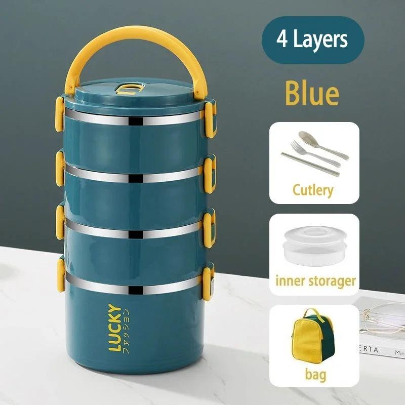 1/2/3/4-lagige tragbare Lunchbox Thermo-Isolierung Bento Thermosbehälter Bento-Tasche Speisenwärmer für Kinder Lebensmittelbehälter