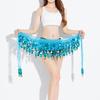 Belly Dance Color Sequin Film Gong Hip Scarf Skirt With Gold Coins For Women Belly Dancer Costume Chiffon