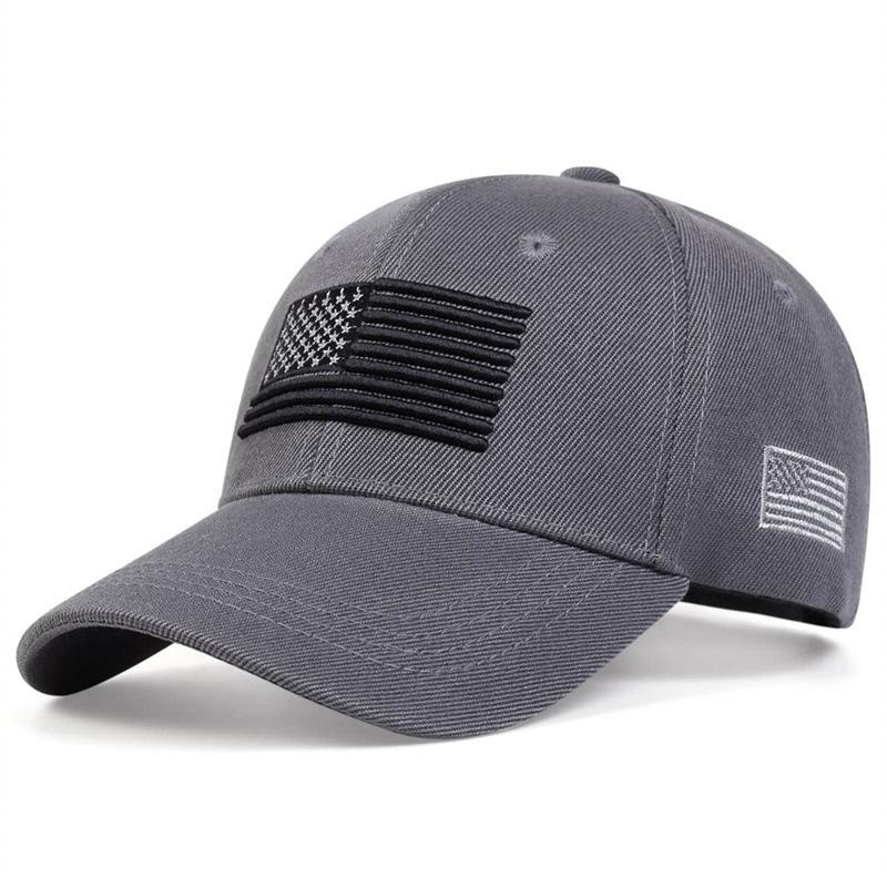 Hats New Embroidered American Flags Baseball Caps Men's and Women's Big Head Circumference Hard Top Mao Green Sunshade Cap Tide