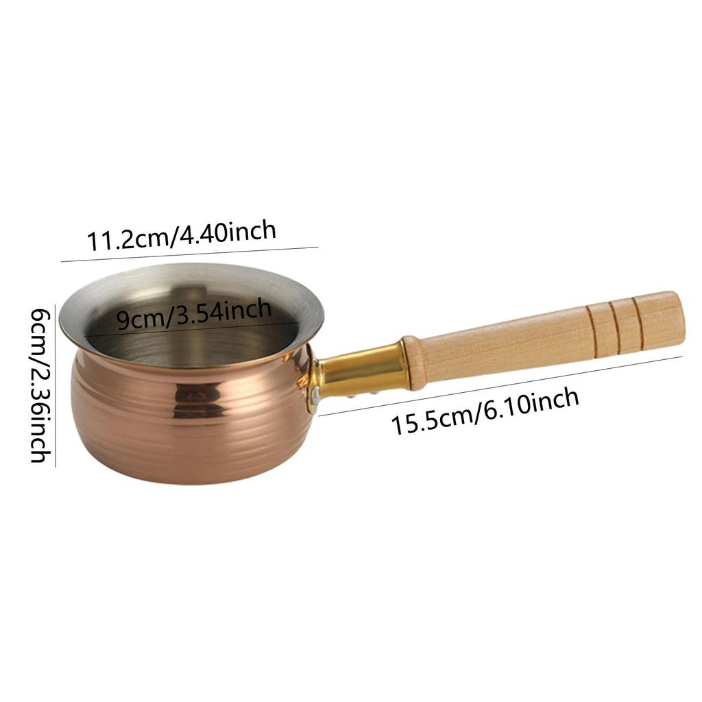 Saucepan with Wood Handle Milk Noodles Pot Portable Saucepan with Long Wood Handle for Kitchen Hotel Teahouse Home Restaurant