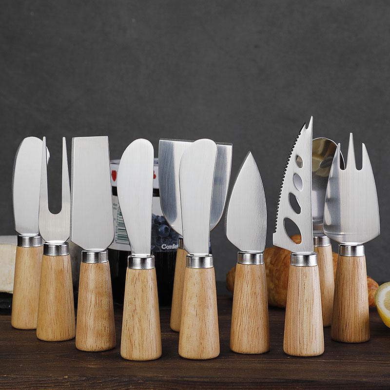 Auf Lager Gummiholzgriff Standfestes Edelstahl Käse- und Buttermesser-Set