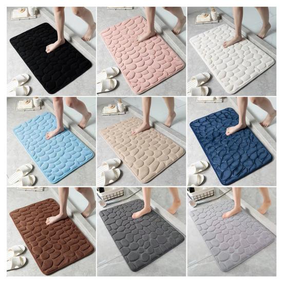 Memory Foam Bathroom Mat Backing Super Memory Foam Bath Soft Absorbent Non-Slip PVC Rug with 3D