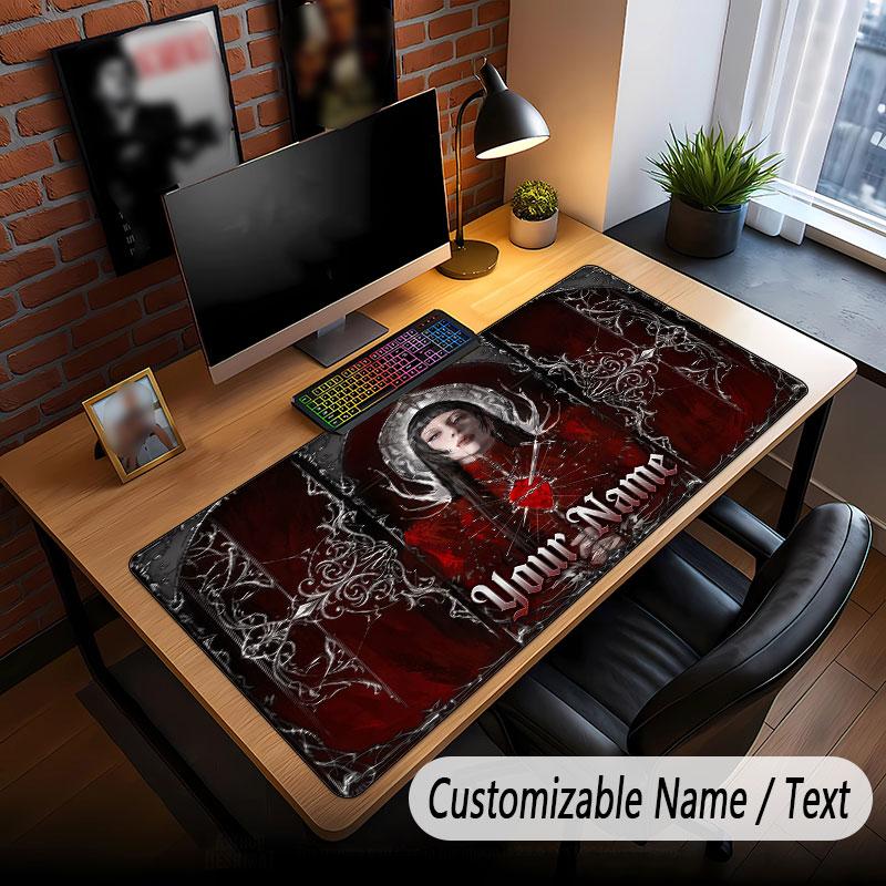 Custom Name Extended Mouse Pad,Lady Gaga Gaming Desk Mat For Home Office Desktop Decor