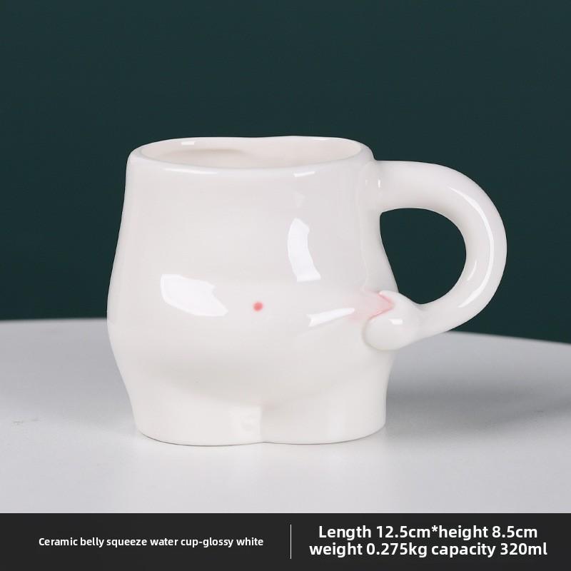 BRCute Ceramic Mug Creative Belly Pinching Coffee Cup Daily Home Breakfast Milk Cup Office Staff Afternoon Tea Mugs Coffee CupsEY