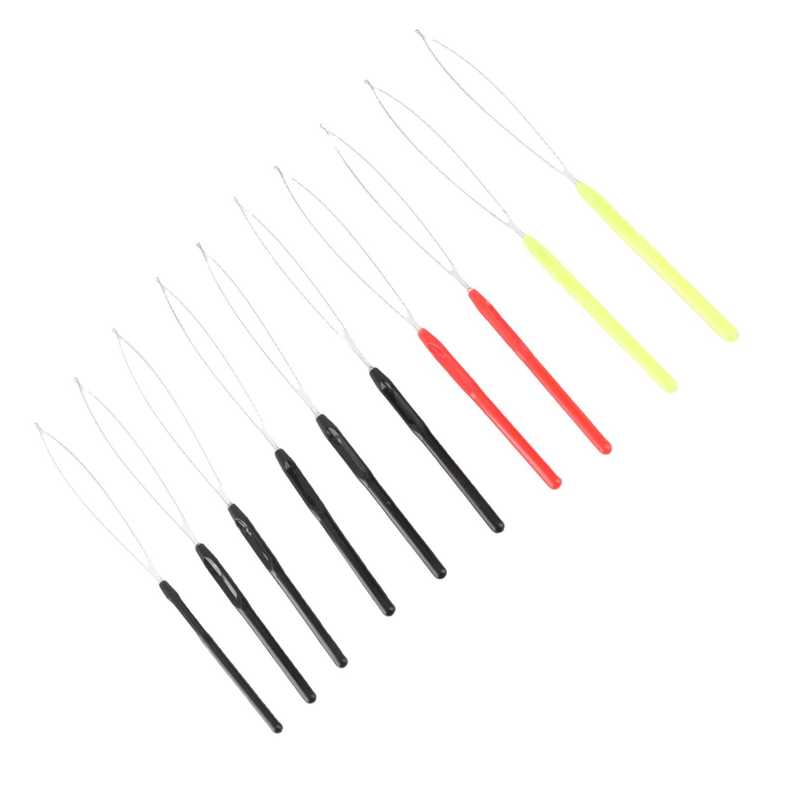 

10Pcs Loop Needle Threader Plastic Handle Strong Metal Glossy Lightweight Hair Extension Loop Needle for Hair Extension