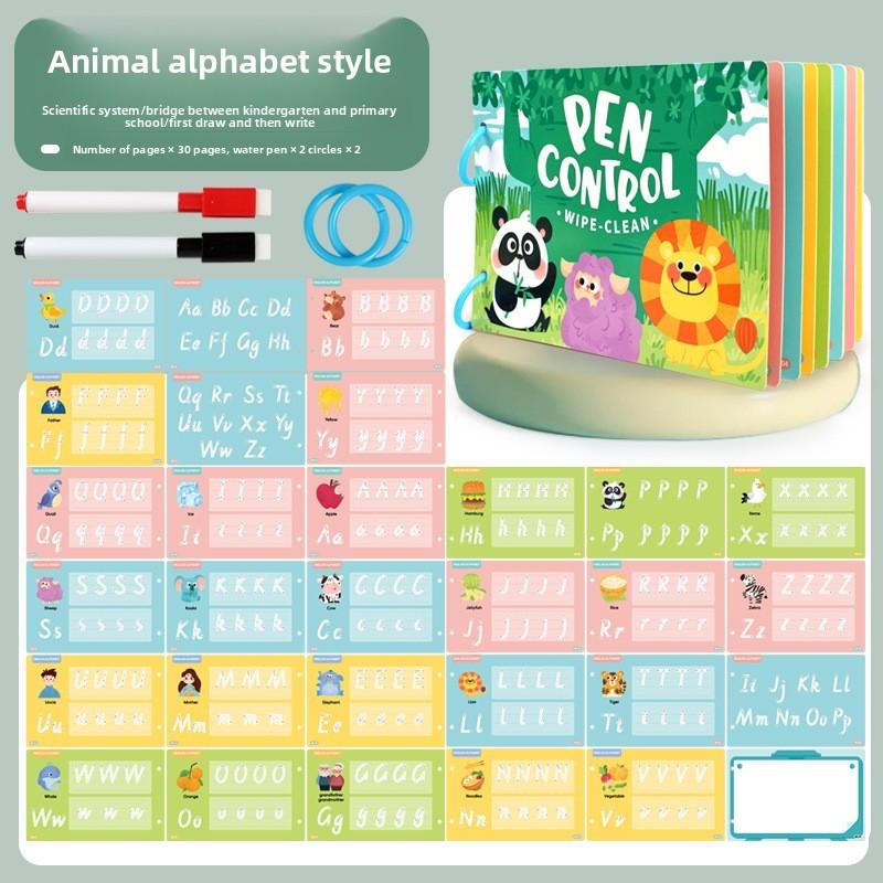 

Деревянные многоразовые карточки для тренировки письма для детей с стираемым маркером для раннего развития и когнитивного развития Animal Letter