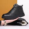 Buty męskie zimowe bawełniane mid-top bawełniane buty męskie modne praktyczne casualowe skórzane aksamitne śniegowce buty taty