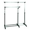 Portant Lola - Acier - 160x49x103 Cm - 170 Cm - Noir Et Chromé - 2 Tringles - Réglable En Hauteur - Dépliant