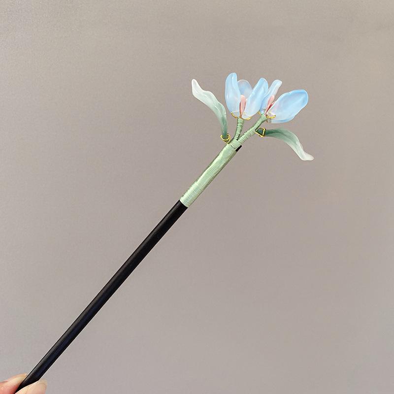 Exquisite Wooden Tassel Hair Clip Ancient Style Flower Hairpin for Girls Hair Jewelry Accessories