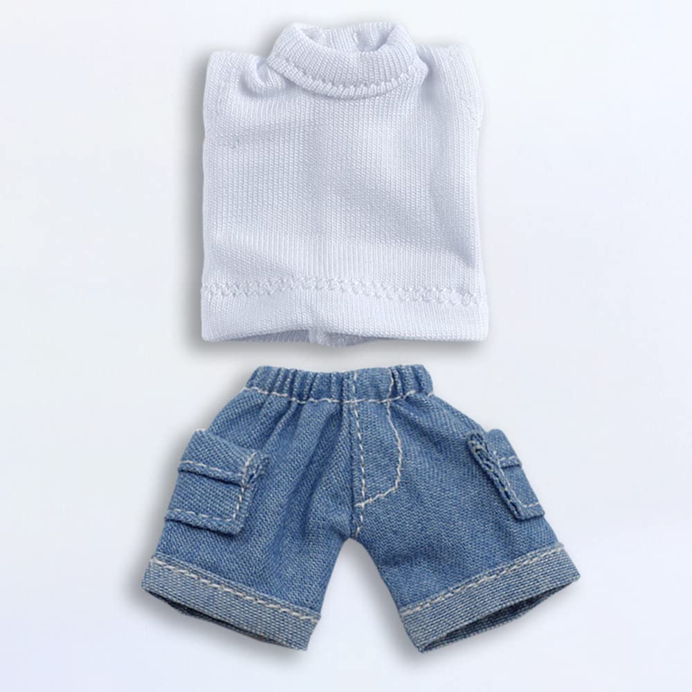 Niannyyhouse OB11 Size Obitsu Doll 11cm Body Cowboy Shorts Long Vest Pocket Cargo Pants Doll Clothes 112 BJD Doll Clothes (long, Blue)