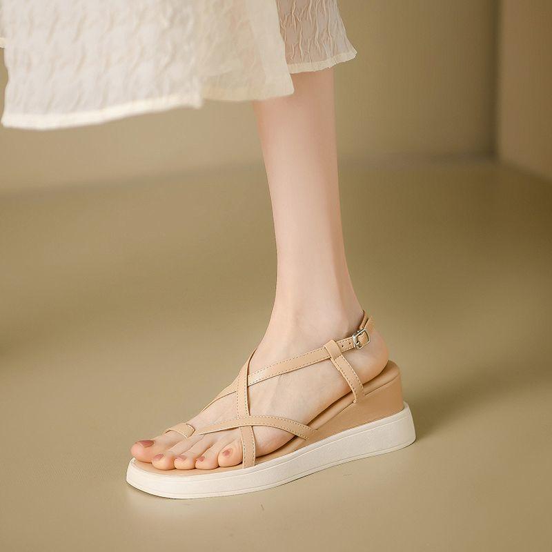 Mode Damen Sandalen Keilabsatz Römischer Stil Offene Zehen Damen Schuhe Plateau Hohe Qualität 2025 Trend Luxus Neu Atmungsaktiv Mode Vip